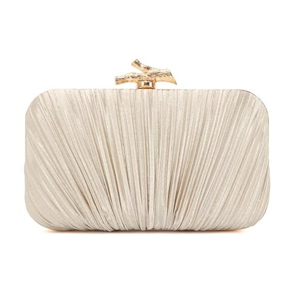 Pleated Silky Evening Clutch with Chain Strap - 7.5\